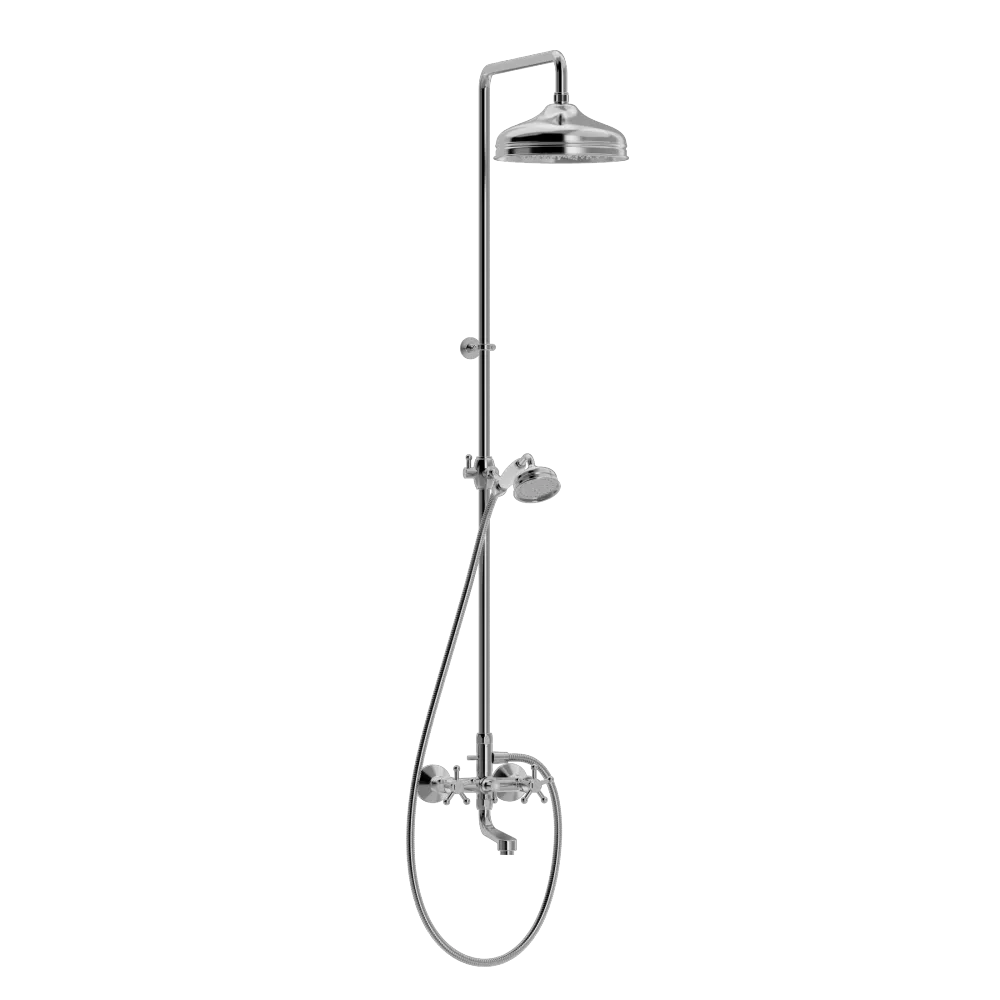 Brushed Nickel Christiansborg frembygget kar-/brusearmatur, hoved/hånd