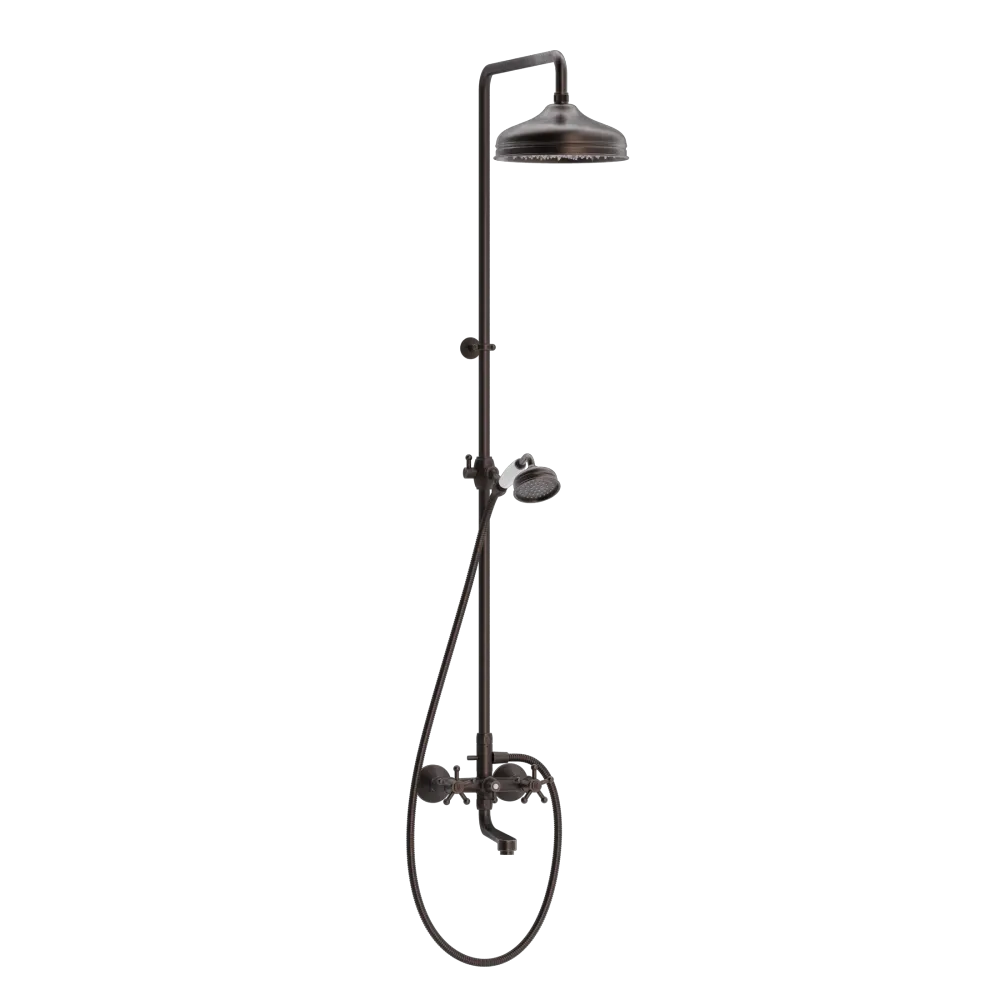 Brushed Nickel Christiansborg frembygget kar-/brusearmatur, hoved/hånd