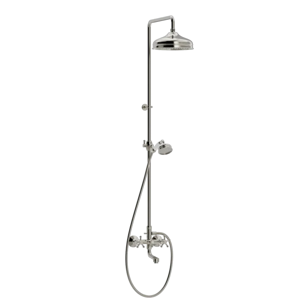 Brushed Nickel Christiansborg frembygget kar-/brusearmatur, hoved/hånd