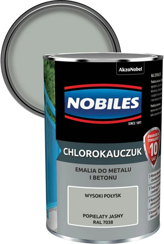 Nobiles chlorokauczuk-emalje til metal og beton vivid ask 0,9 l