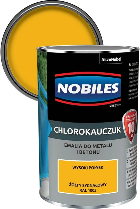 Nobiles klorokaučuk-emalje til metallic og beton signalgul 0,9 l