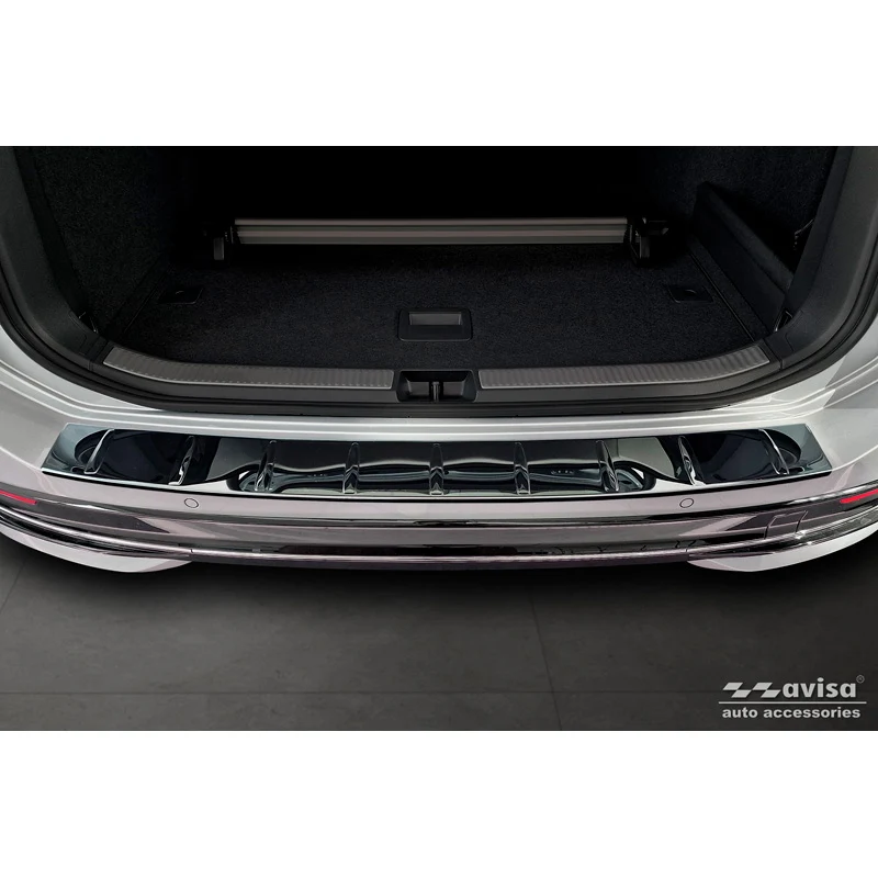 Avisa, Bagkofangerbeskytter, Blank Sort, Rustfritstål, passer til Volkswagen Passat Variant (CJ5) 2023- 'Ribs'