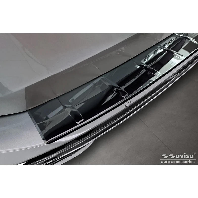 Avisa, Bagkofangerbeskytter, Blank Sort, Rustfritstål, passer til Volkswagen Passat Variant (CJ5) 2023- 'Ribs'