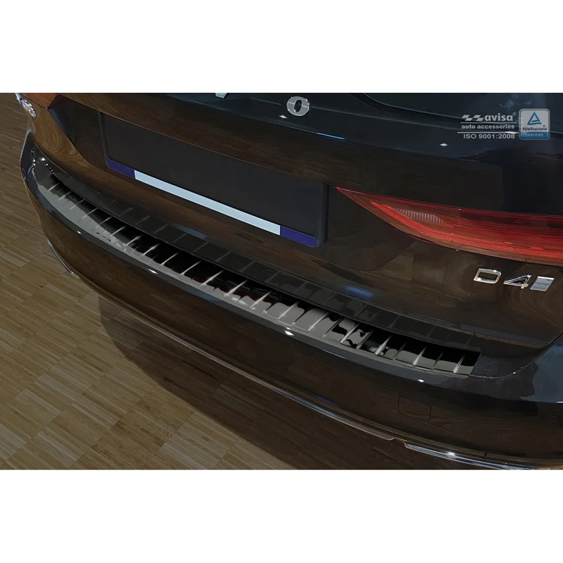 Avisa, Bagkofangerbeskytter, Blank Sort, Rustfritstål, passer til Volvo V90 9/2016- 'Ribs'
