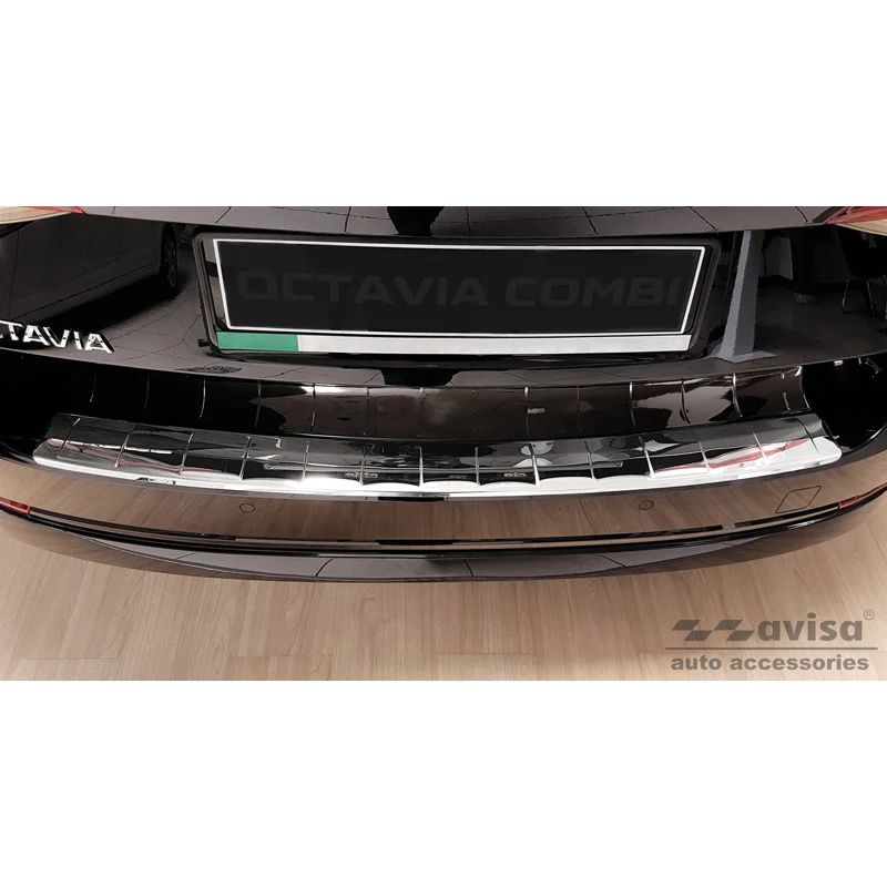 Avisa, Bagkofangerbeskytter, blankpoleret, Rustfritstål, passer til Skoda Octavia IV Kombi 2020-2024 & FL 2024- (incl. RS,...