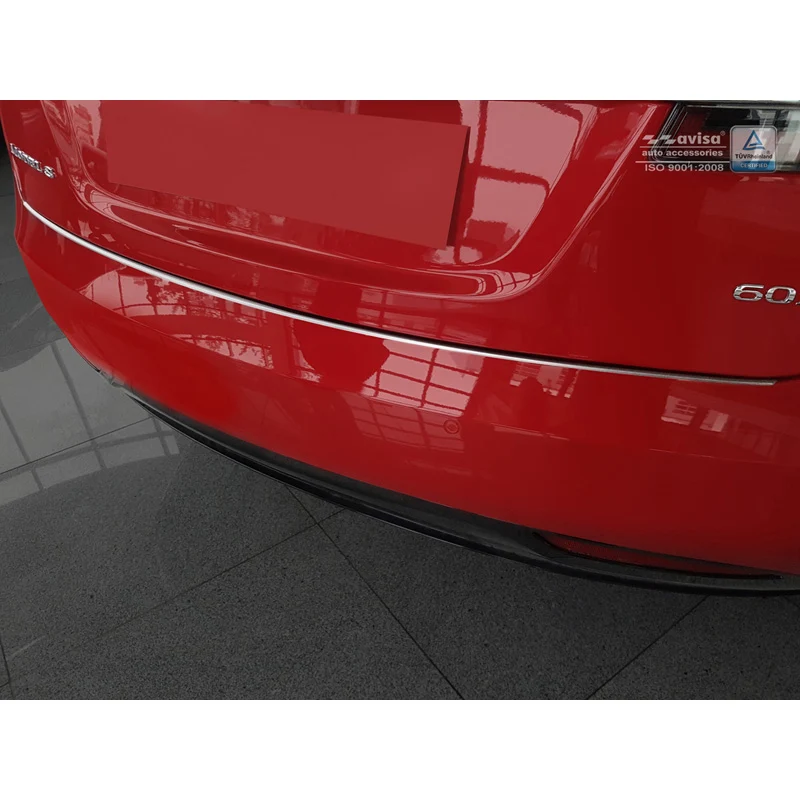 Avisa, Bagkofangerbeskytter, DeLuxe, Rustfritstål, passer til Tesla Model S 2012-2016 & Facelift 2016- Chrom/Black Carbon