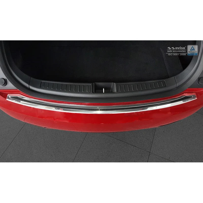 Avisa, Bagkofangerbeskytter, DeLuxe, Rustfritstål, passer til Tesla Model S 2012-2016 & Facelift 2016- Chrom/Black Carbon