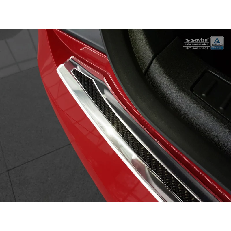 Avisa, Bagkofangerbeskytter, DeLuxe, Rustfritstål, passer til Tesla Model S 2012-2016 & Facelift 2016- Chrom/Black Carbon