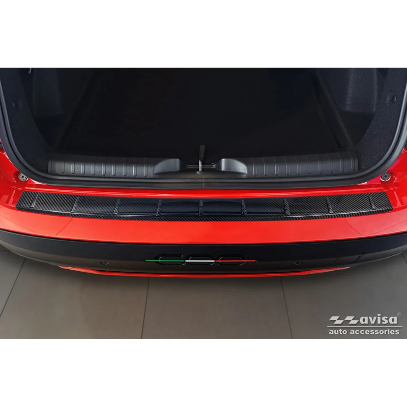Avisa, Bagkofangerbeskytter, 3D ægte carbon, passer til Fiat 600 Hybrid & 600e 2023- 'Ribs'