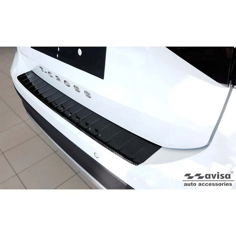 Avisa, Bagkofangerbeskytter, 3D ægte carbon, passer til Volkswagen T-Cross 2019-2024 & FL 2024- 'Ribs'