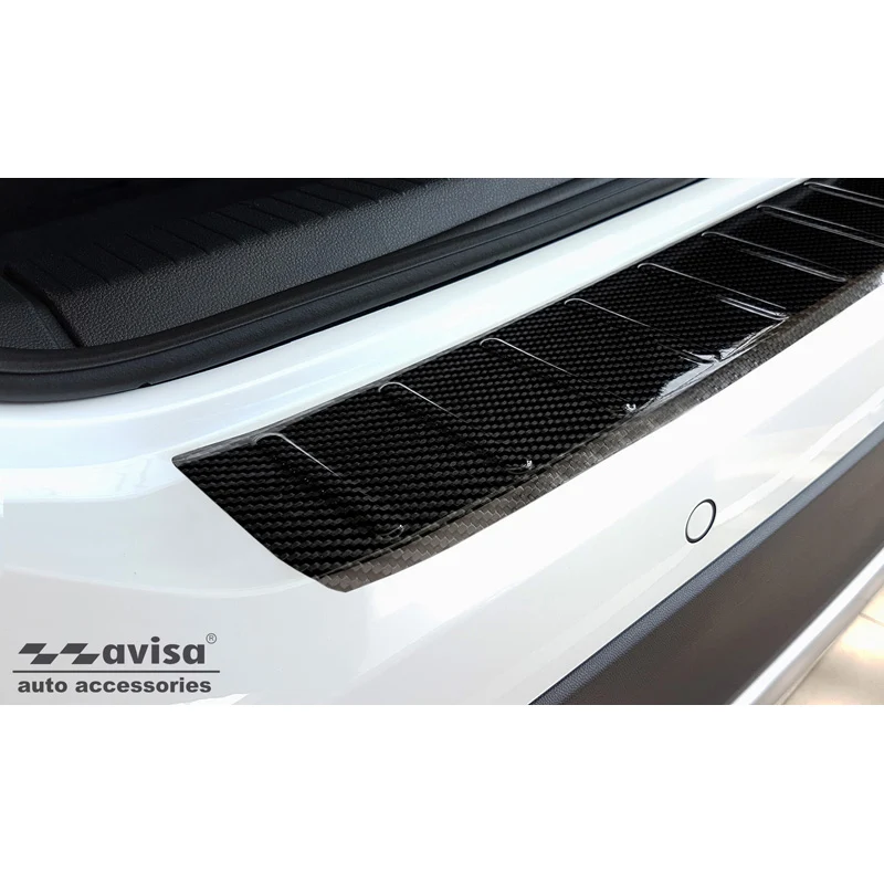 Avisa, Bagkofangerbeskytter, 3D ægte carbon, passer til Volkswagen T-Cross 2019-2024 & FL 2024- 'Ribs'
