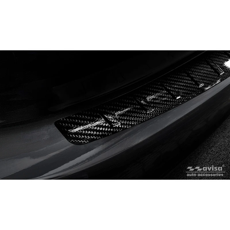 Avisa, Bagkofangerbeskytter, 3D ægte carbon, passer til Mercedes C-Class W205 Sedan 2014-2019 & FL 2019-2021 'Ribs'