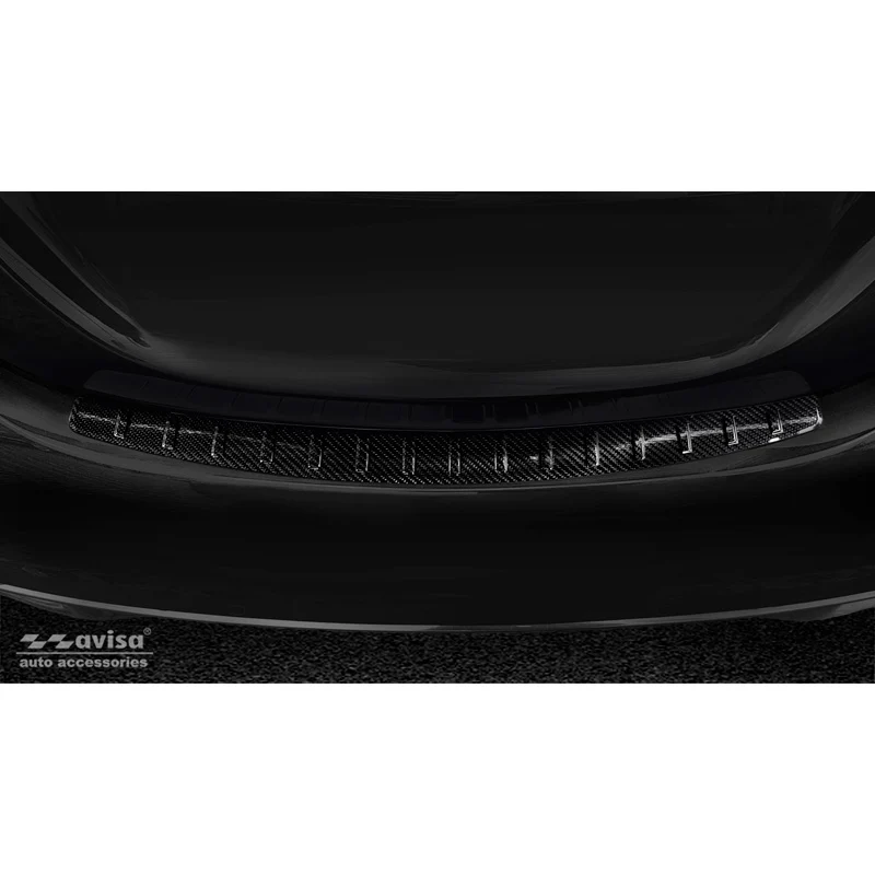 Avisa, Bagkofangerbeskytter, 3D ægte carbon, passer til Mercedes C-Class W205 Sedan 2014-2019 & FL 2019-2021 'Ribs'