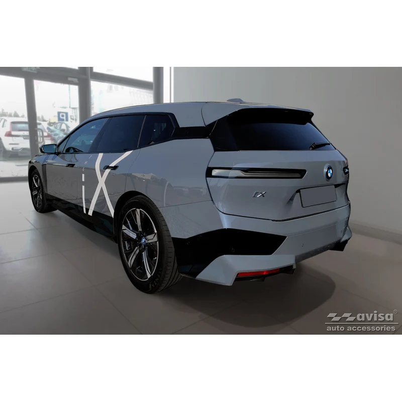 Avisa, Bagkofangerbeskytter, Sort, Rustfritstål, passer til BMW iX (I20) 2021- 'Ribs'