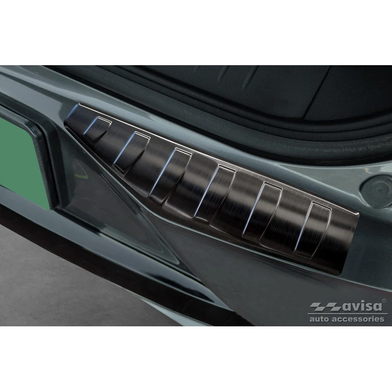 Avisa, Bagkofangerbeskytter, Sort, Rustfritstål, passer til Ford Mustang Mach-E 2020- 'Ribs' (2-dele)