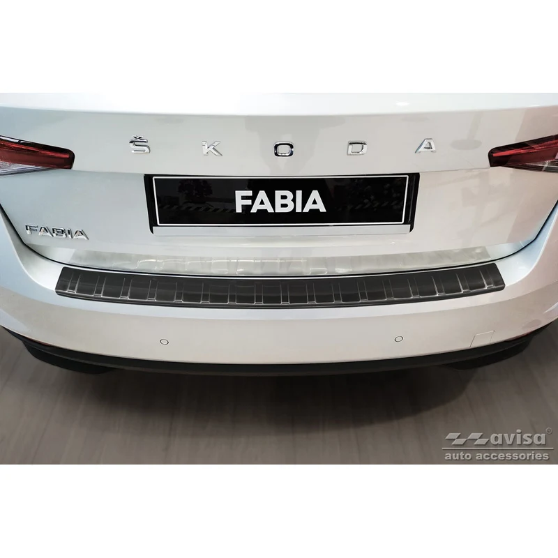 Avisa, Bagkofangerbeskytter, Sort, Rustfritstål, passer til Skoda Fabia IV Hatchback 2021- 'Ribs'