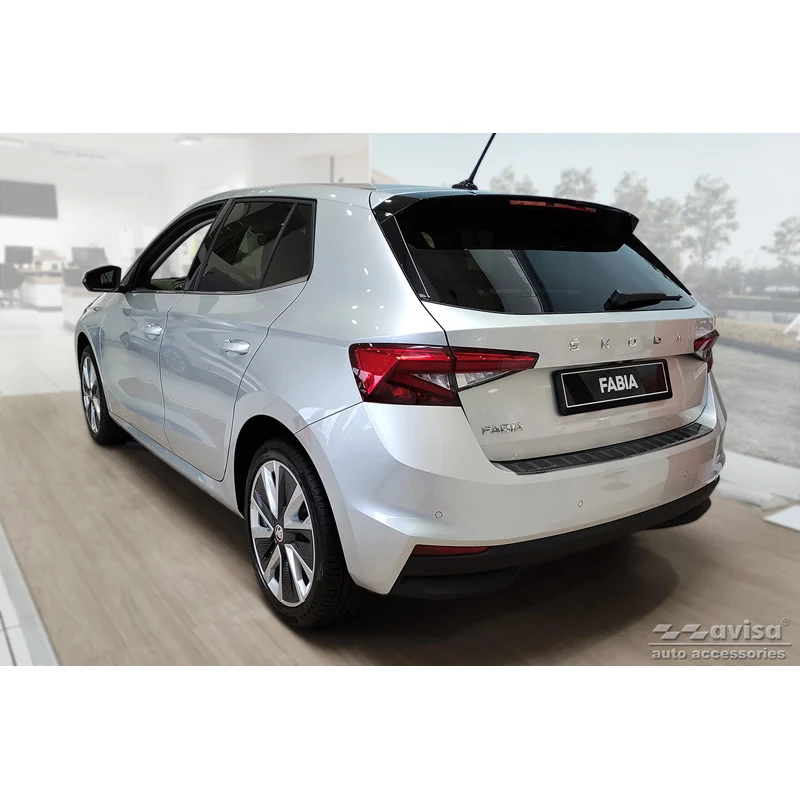 Avisa, Bagkofangerbeskytter, Sort, Rustfritstål, passer til Skoda Fabia IV Hatchback 2021- 'Ribs'