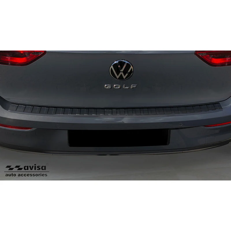 Avisa, Bagkofangerbeskytter, Sort, Rustfritstål, passer til Volkswagen Golf VIII HB 5-døre 2020-2024 & FL 2024- 'Ribs'