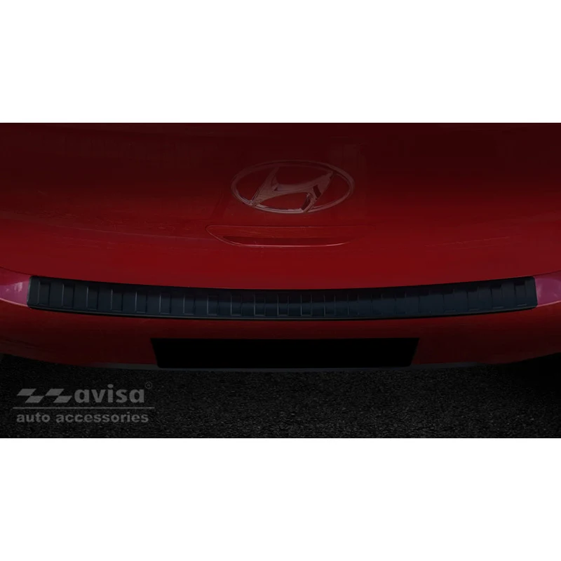 Avisa, Bagkofangerbeskytter, Sort, Rustfritstål, passer til Hyundai i10 HB 5-døre 2019- 'Ribs'