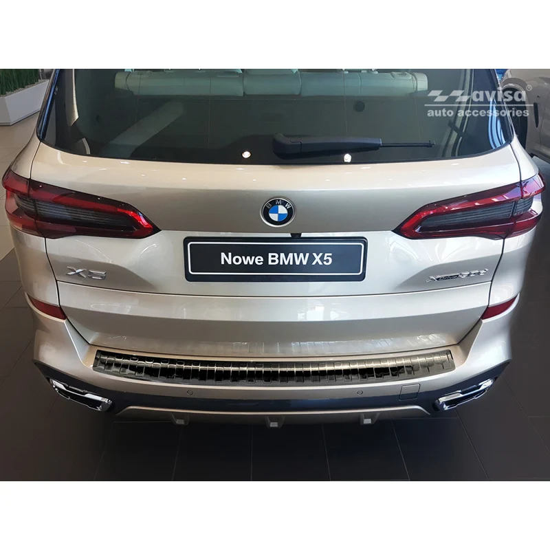 Avisa, Bagkofangerbeskytter, Sort, Rustfritstål, passer til BMW X5 (G05) M-Package 2018- excl. M-Competition 'Ribs'