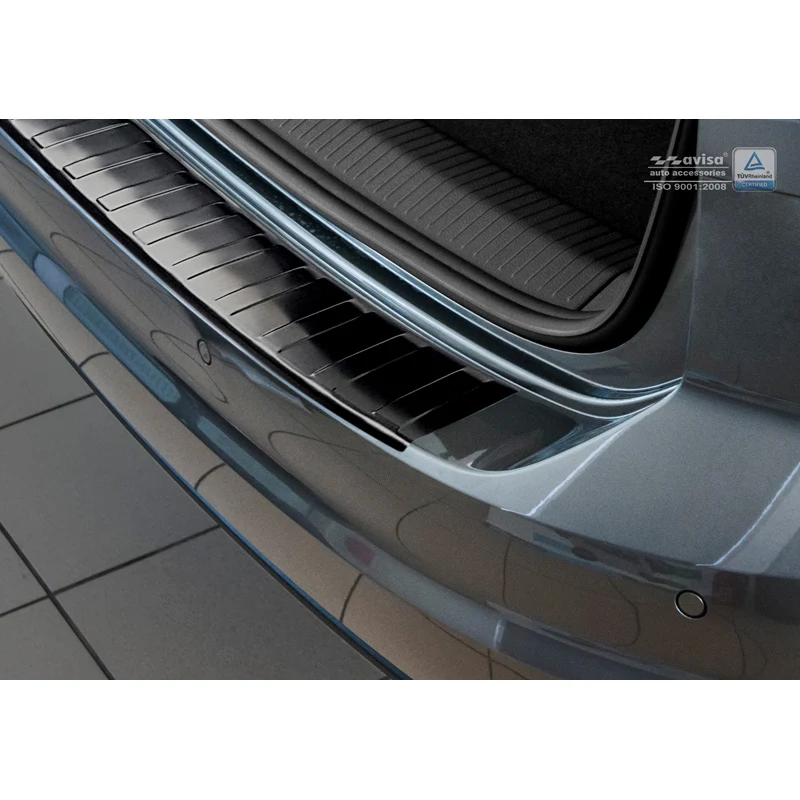 Avisa, Bagkofangerbeskytter, Sort, Rustfritstål, passer til Volkswagen Golf VII Sportsvan 2014- 'Ribs'