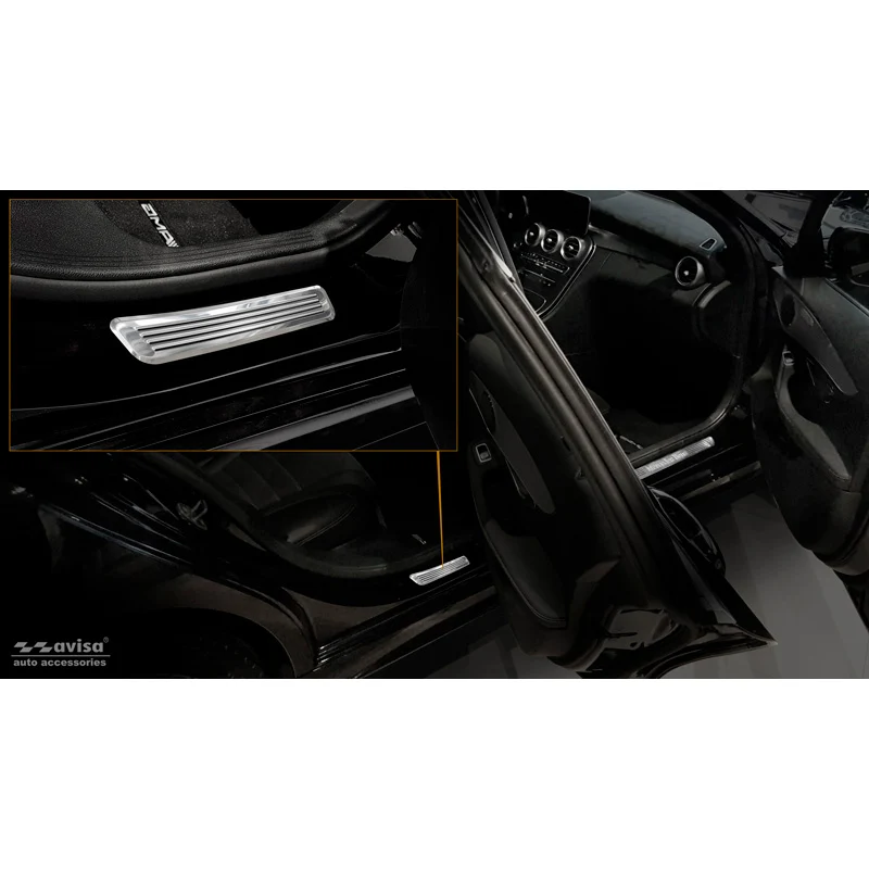 Avisa, Trinbeskyttere, Rustfritstål, passer til Mercedes C-Class W205 2014-2019 & FL 2019-2021 & W206 2021- 2-dele (rear d...