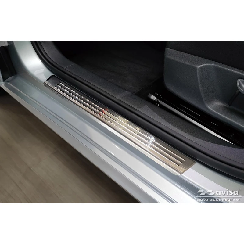 Avisa, Trinbeskyttere, Rustfritstål, passer til Skoda Fabia IV Hatchback 2021- 'Lines' - 4-dele