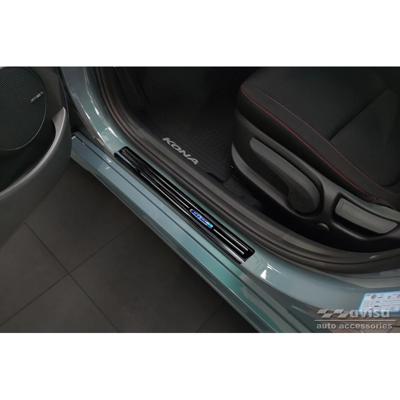 Avisa, Trinbeskyttere, Sort, Rustfritstål, passer til Hyundai Kona 2017-2020 & FL 2020-2023 'Hybrid' - 4-dele