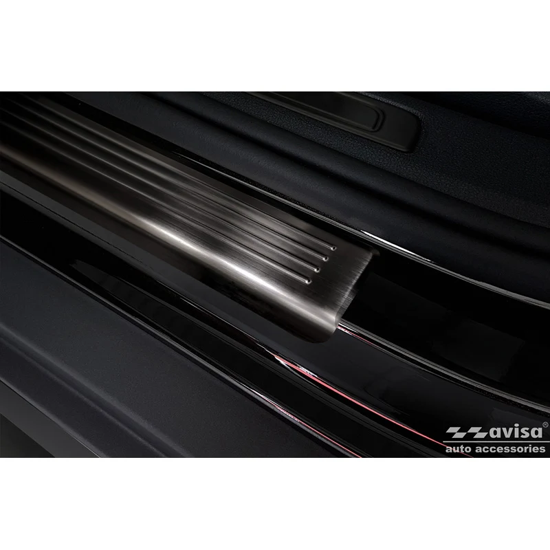 Avisa, Trinbeskyttere, Sort, Rustfritstål, passer til Volkswagen Passat 3G Sedan/Variant 2014-2023 - 'Lines' - 4-dele