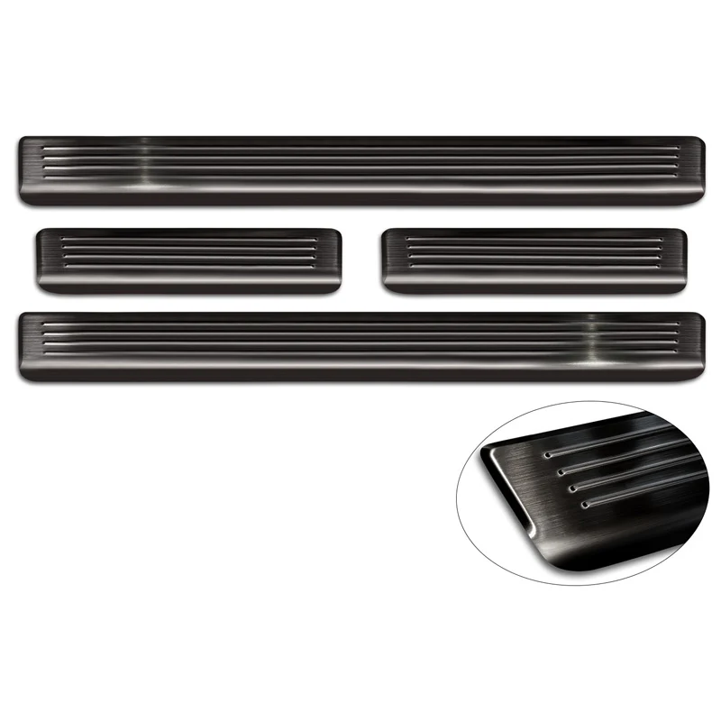 Avisa, Trinbeskyttere, Sort, Rustfritstål, passer til Volkswagen Passat 3G Sedan/Variant 2014-2023 - 'Lines' - 4-dele
