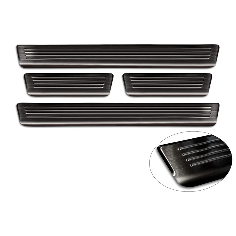Avisa, Trinbeskyttere, Sort, Rustfritstål, passer til Skoda Octavia IV Sedan/Kombi 2020-2024 & FL 2024- 'Lines' - 4-dele