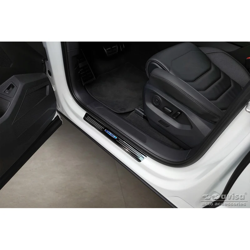 Avisa, Trinbeskyttere, Sort, Rustfritstål, passer til Volkswagen Touareg III 2018- 'Hybrid' - 4-dele