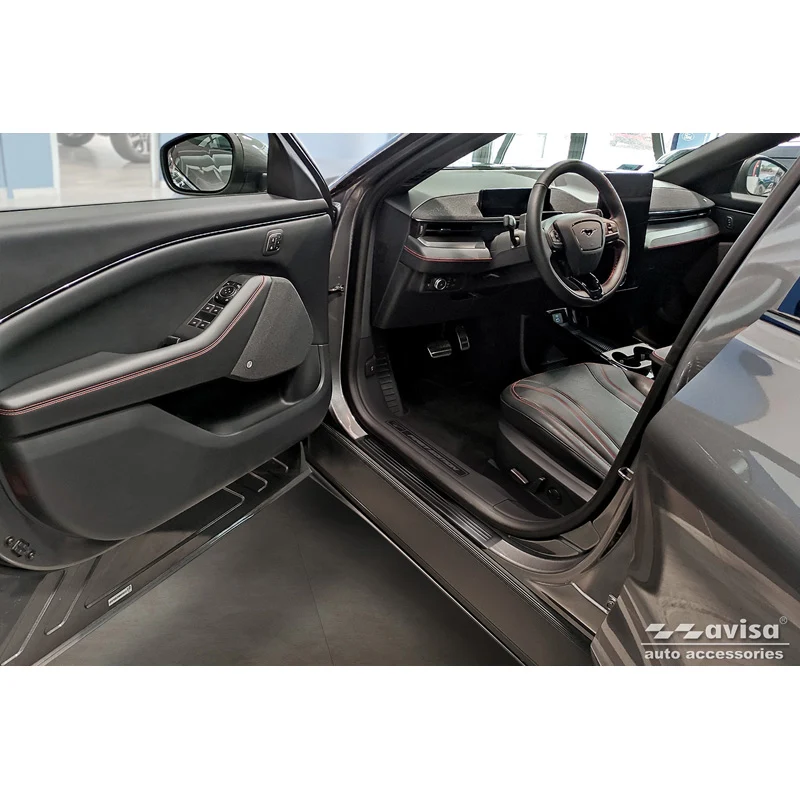 Avisa, Trinbeskyttere, Sort, Rustfritstål, passer til Ford Mustang Mach-E 2020- 'Lines' - 4-dele