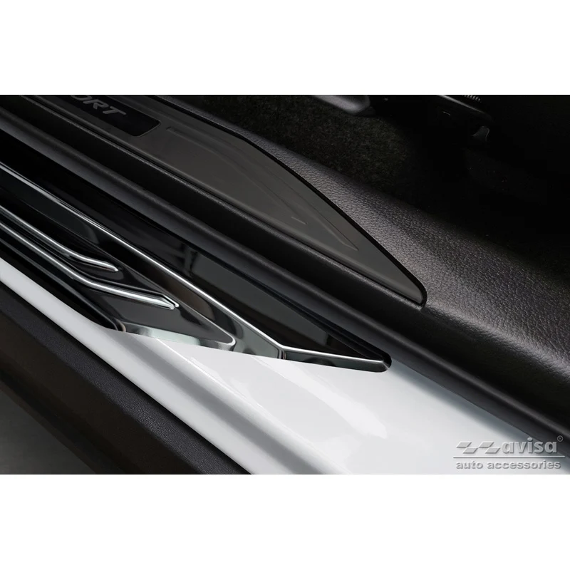 Avisa, Trinbeskyttere, Sort, Rustfritstål, passer til Lexus NX II 2021- 'Lines' - 4-dele