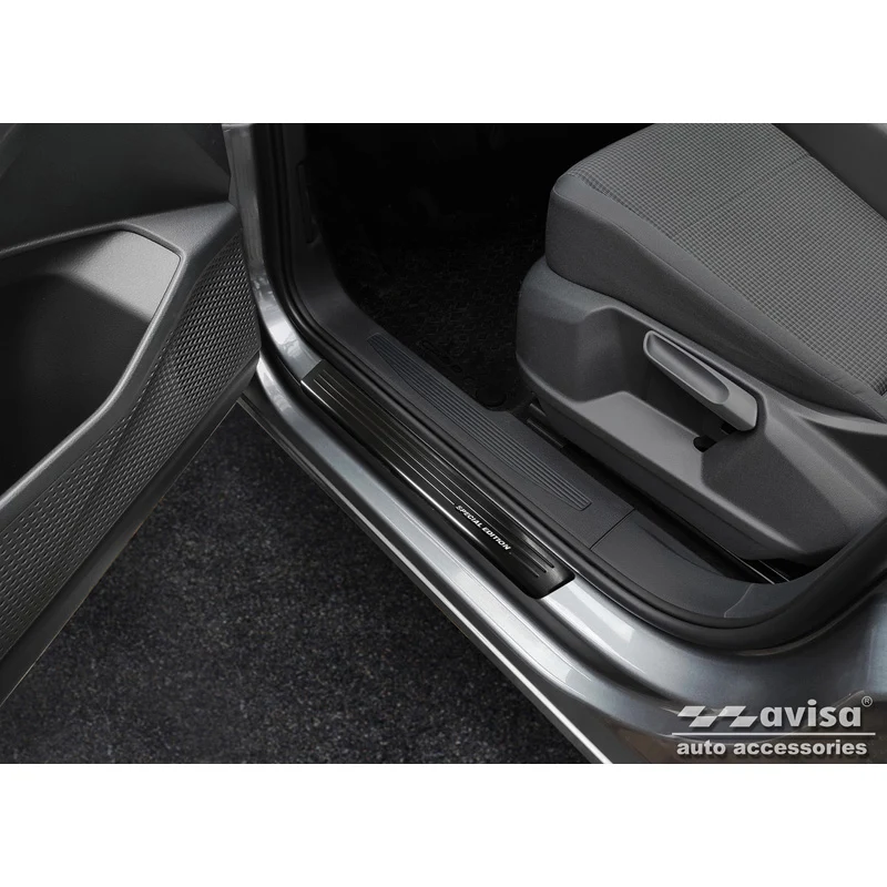 Avisa, Trinbeskyttere, Sort, Rustfritstål, passer til Volkswagen Caddy V 2020- - 'Special Edition' - 2-dele