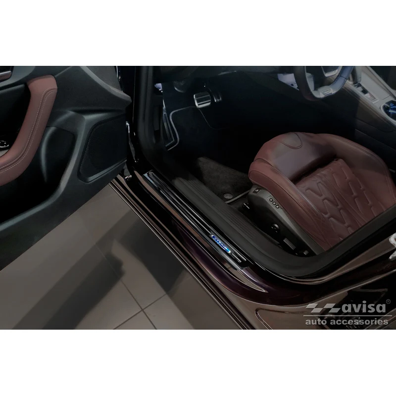 Avisa, Trinbeskyttere, Sort, Rustfritstål, passer til Peugeot 508 II Sedan 2019- 'Hybrid' - 4-dele