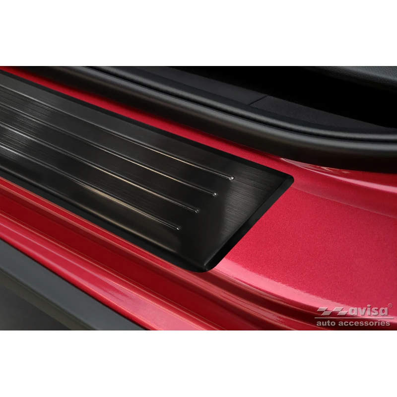 Avisa, Trinbeskyttere, Sort, Rustfritstål, passer til Honda Jazz Crosstar 2020- 'Lines' - 4-dele