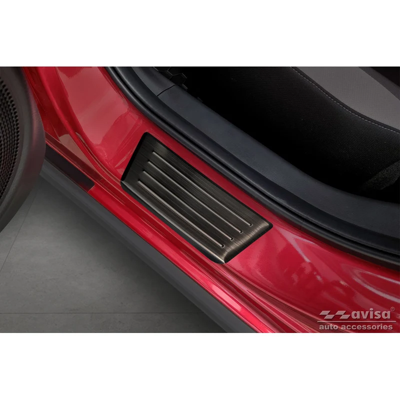 Avisa, Trinbeskyttere, Sort, Rustfritstål, passer til Honda Jazz Crosstar 2020- 'Lines' - 4-dele