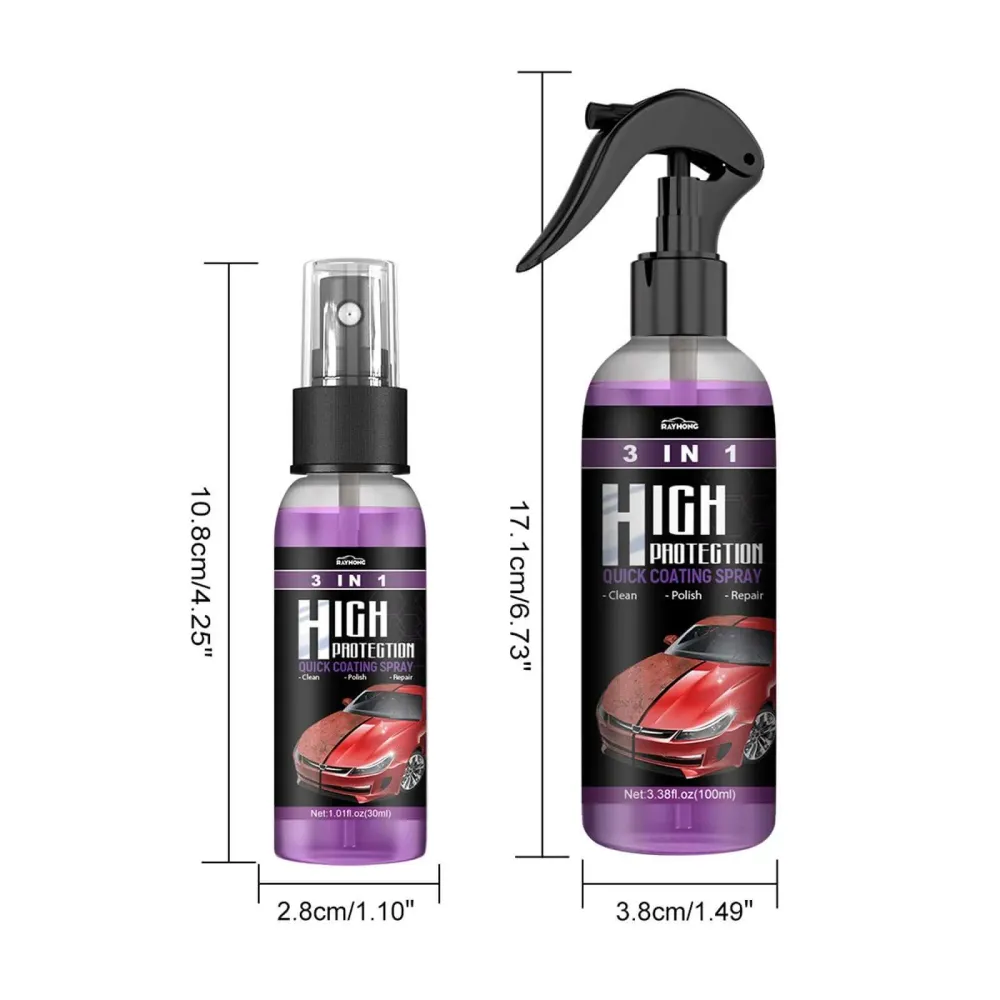 Bilbeskyttelsesspray 3-i-1: Lak, Glas & Plastpleje