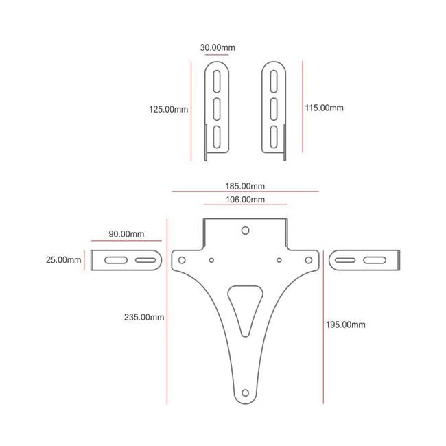 C-Racer Universal haleholder til motorcykelnummerplade No3