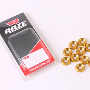 Forsænket Aluminium skive 6x18mm guld 10stk