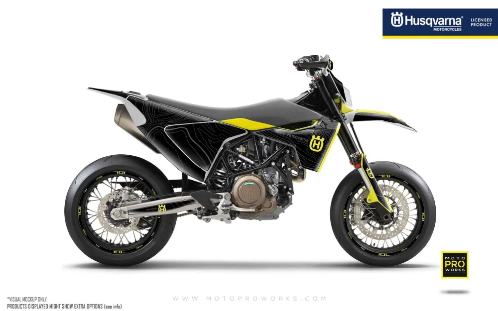 Husqvarna 701 DEKOR - "Topography" (Sort/Gul)