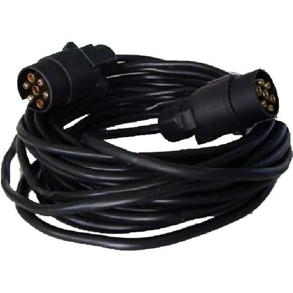 Kabel 7-polet stik til trailerlys, 8 m, Sort