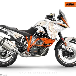 KTM 1050 Adventure DEKOR - "TOPOGRAPHY" (Hvid/Orange)