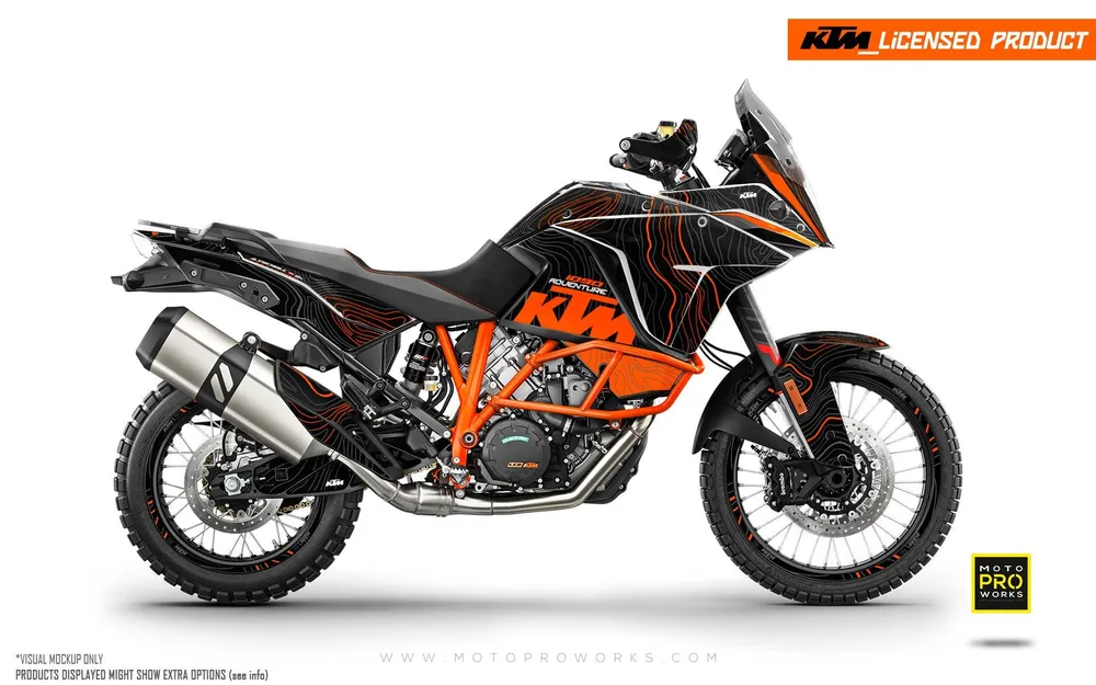 KTM 1190 Adventure DEKOR - "TOPOGRAPHY" (Sort/Orange)