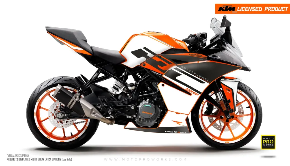 KTM RC 125/200/250/390 DEKOR - "Torque" (Hvid/Sort/Orange)
