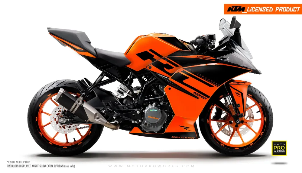 KTM RC 125/200/250/390 DEKOR - "Torque" (Sort/Orange)