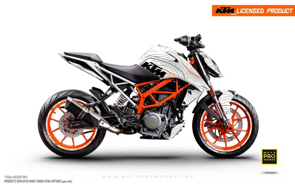 KTM 390 Duke DEKOR - "Topography" (Hvid/Orange)