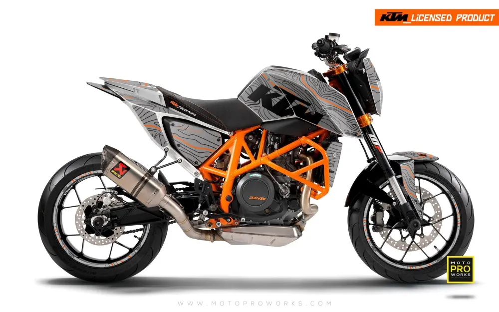 KTM 690 Duke DEKOR - "Topography" (Grå/Orange)