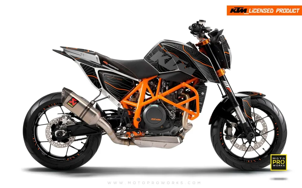 KTM 690 Duke DEKOR - "Topography" (Sort/Orange)